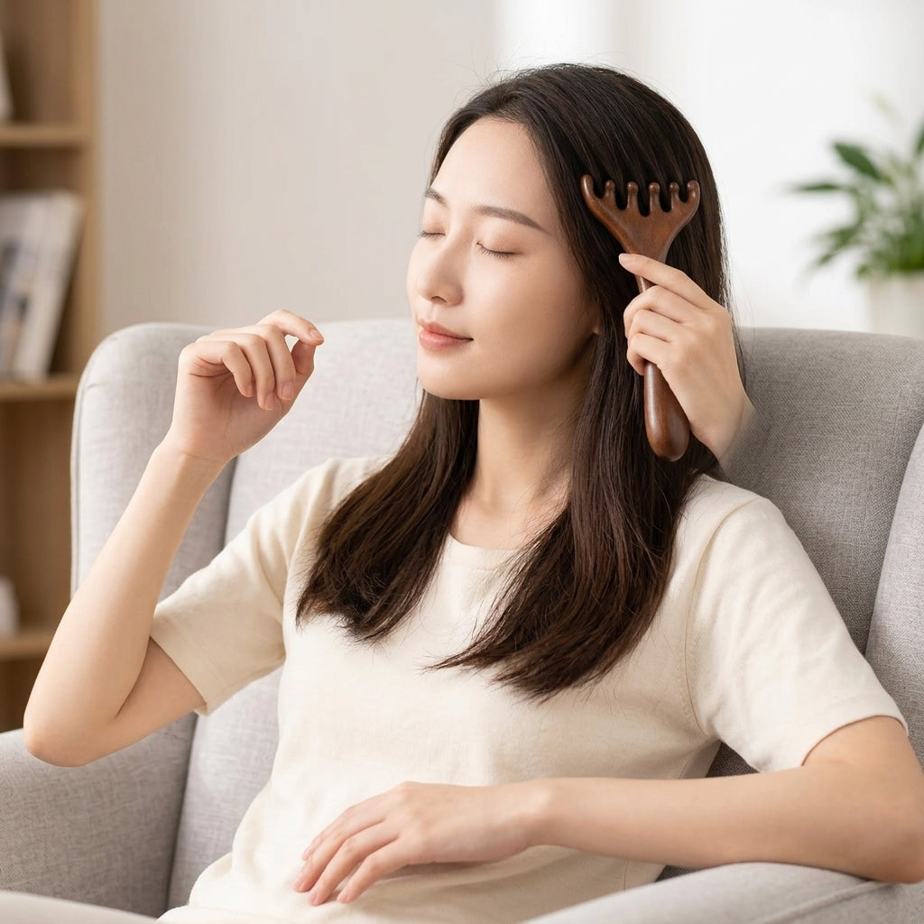 sandalwood wooden scalp head massager
