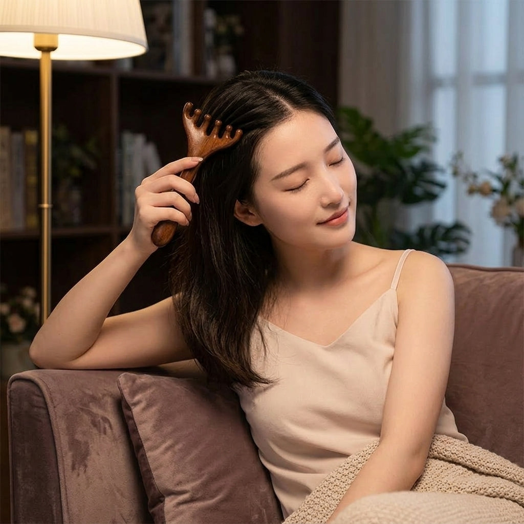 sandalwood wooden scalp head massager