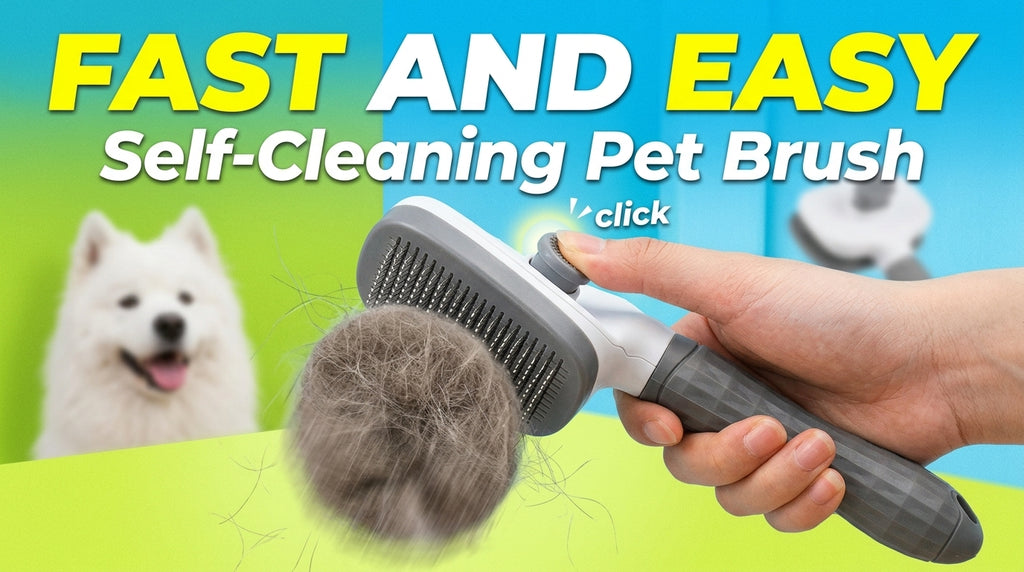 Self-Cleaning Pet Grooming Brush - Slicker Brush for Dogs and Cats