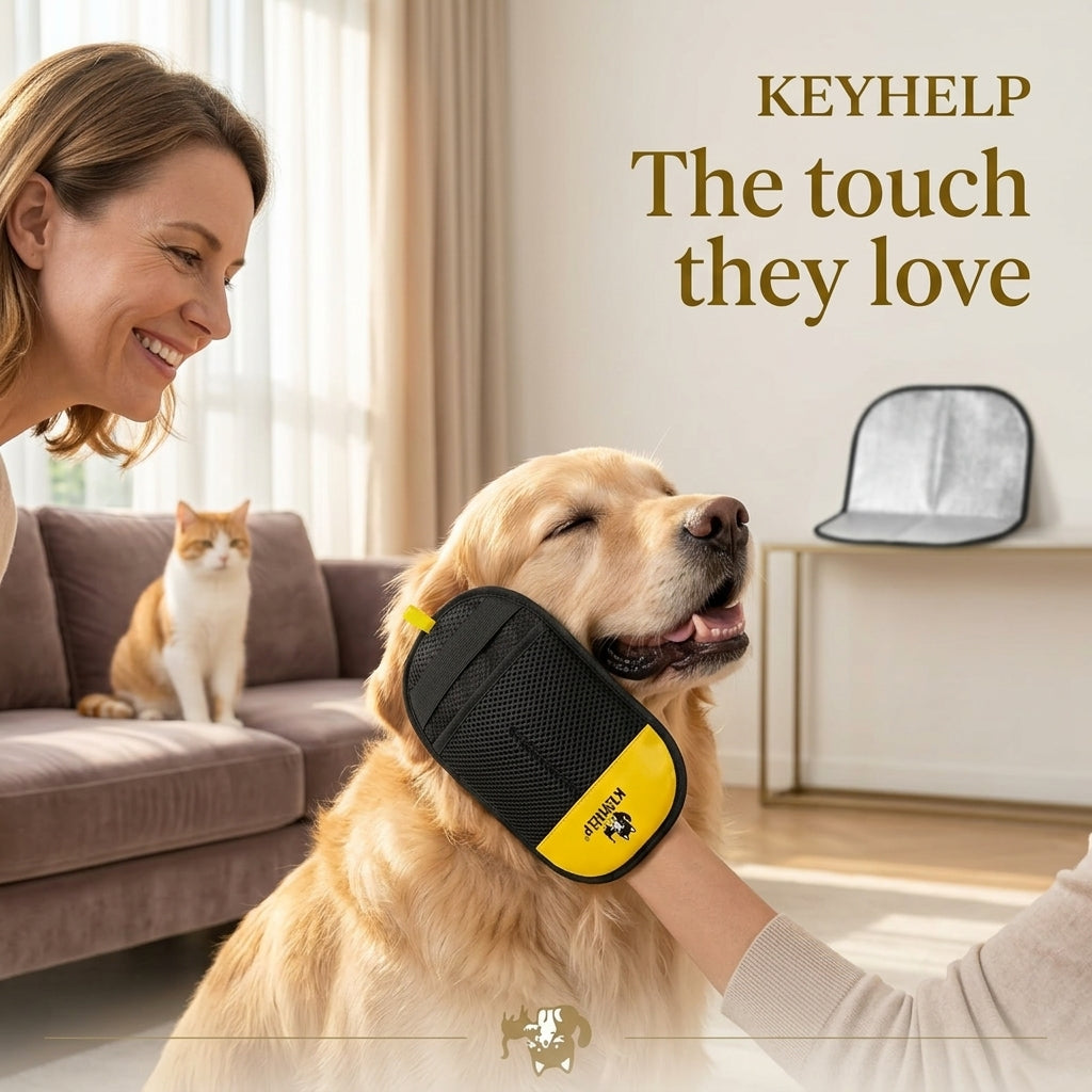Pet Grooming Gloves - Silicone Hair Remover Brush for Dogs & Cats