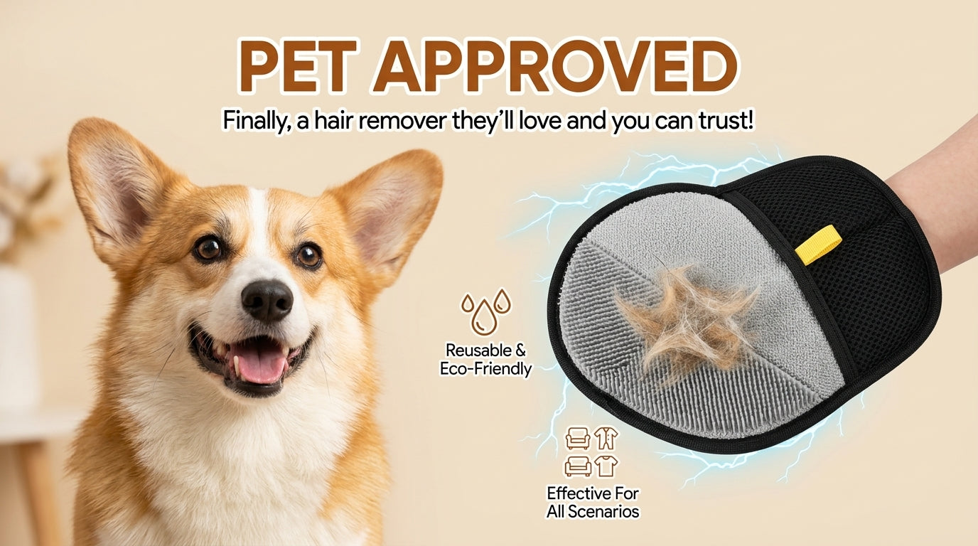 Reusable Pet Hair Remover Glove — Double-Sided Brush for Sofa & Carpet