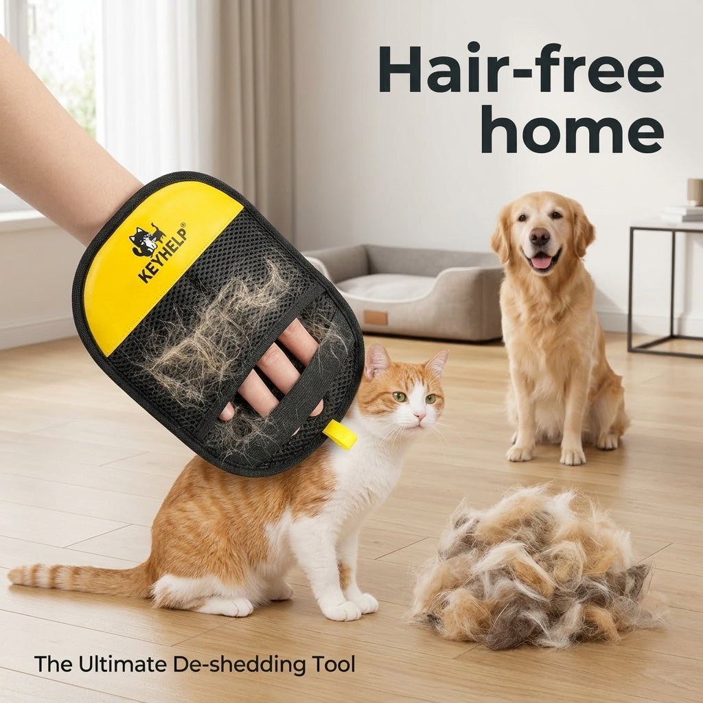 Pet Hair Remover Gloves — Soft Silicone Grooming Brush