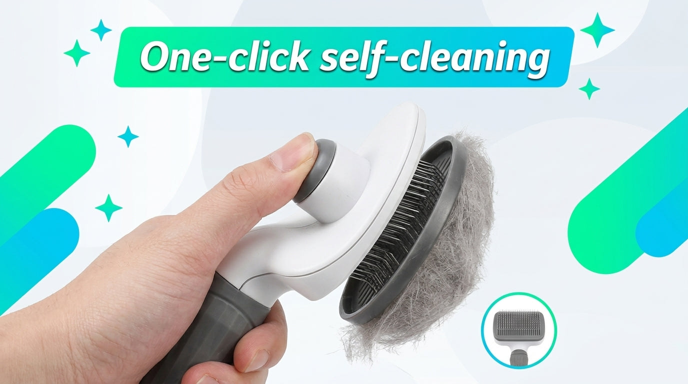 Self-Cleaning Pet Grooming Brush - Slicker Brush for Dogs and Cats