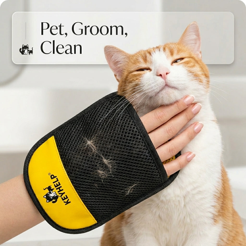 Pet Grooming Gloves - Silicone Hair Remover Brush for Dogs & Cats
