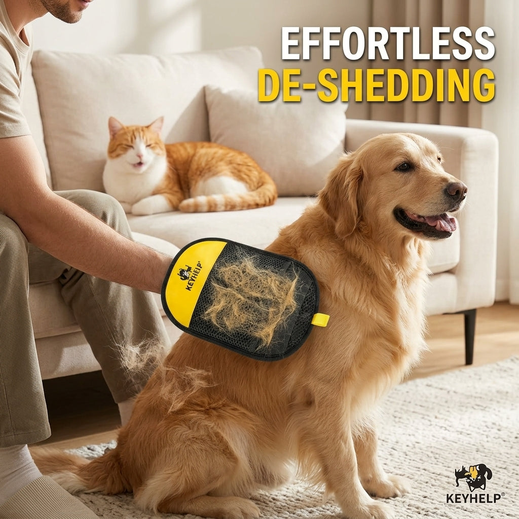 Pet Grooming Gloves - Silicone Hair Remover Brush for Dogs & Cats