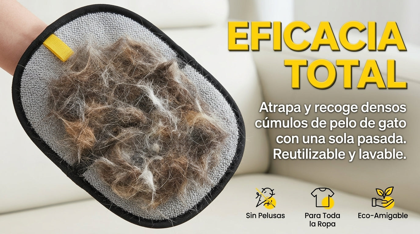 Quita Pelos de Mascota Reutilizable — Guante Doble Cara para Sofá y Alfombra