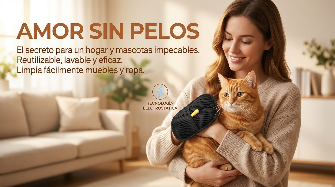 Quita Pelos de Mascota Reutilizable — Guante Doble Cara para Sofá y Alfombra