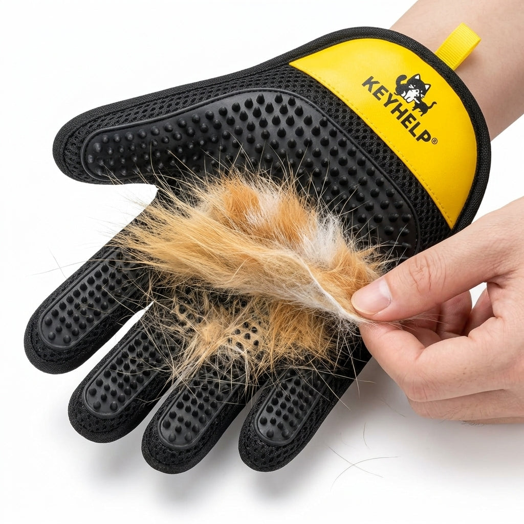 Pet Grooming Gloves - Silicone Hair Remover Brush for Dogs & Cats