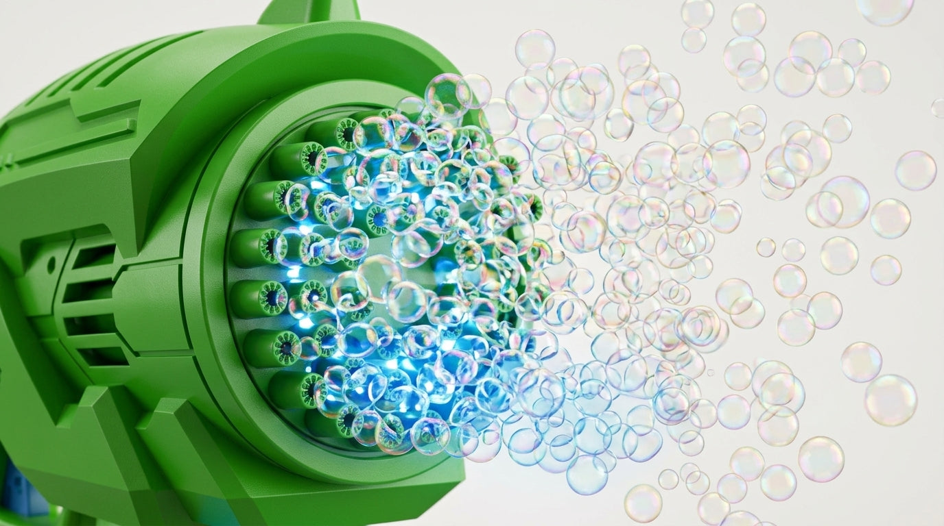 69-Hole Bubble Gun - Thousands of Bubbles Instantly