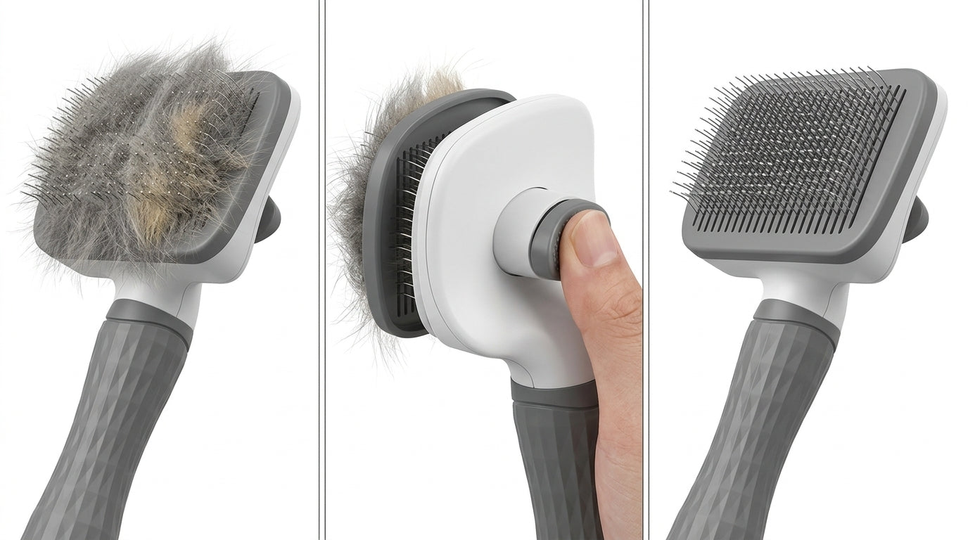 Self-Cleaning Pet Grooming Brush - Slicker Brush for Dogs and Cats