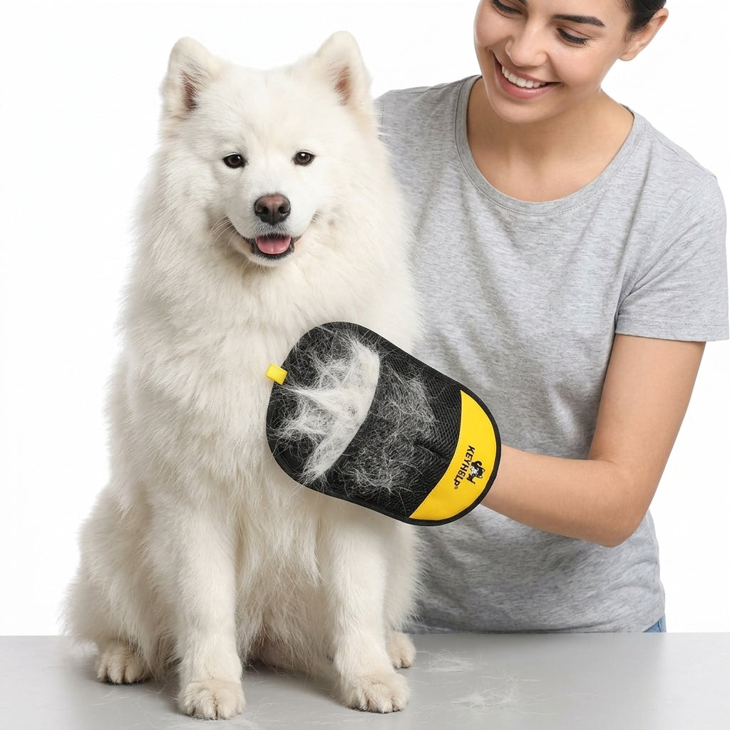 Pet Grooming Gloves - Silicone Hair Remover Brush for Dogs & Cats