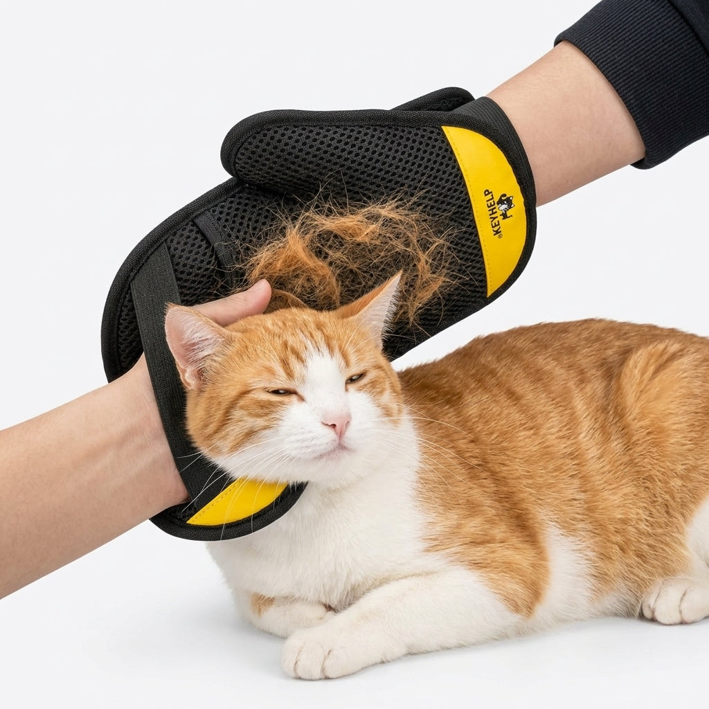 Pet Grooming Gloves - Silicone Hair Remover Brush for Dogs & Cats