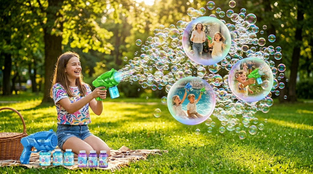 69-Hole Bubble Gun - Thousands of Bubbles Instantly