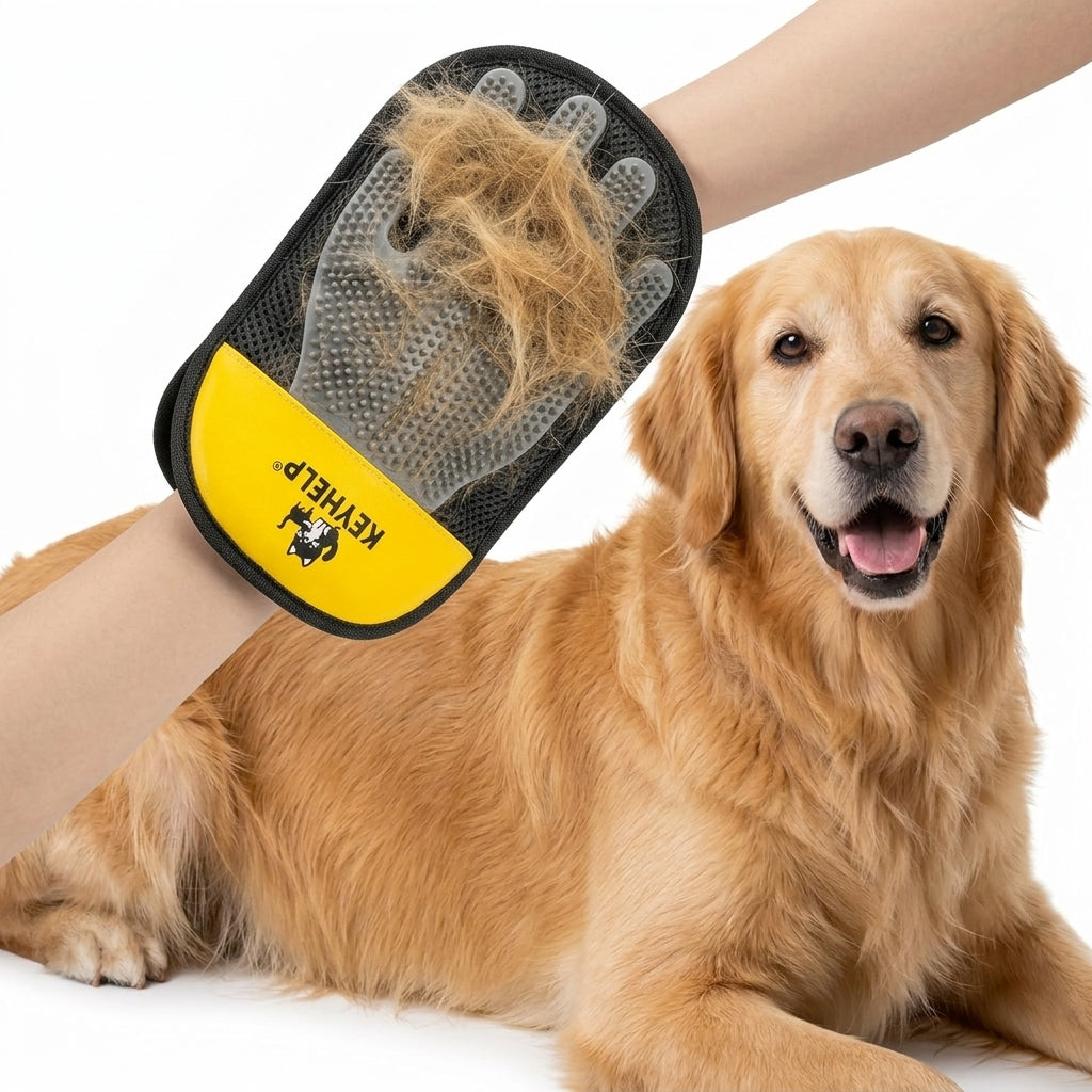 Pet Grooming Gloves - Silicone Hair Remover Brush for Dogs & Cats