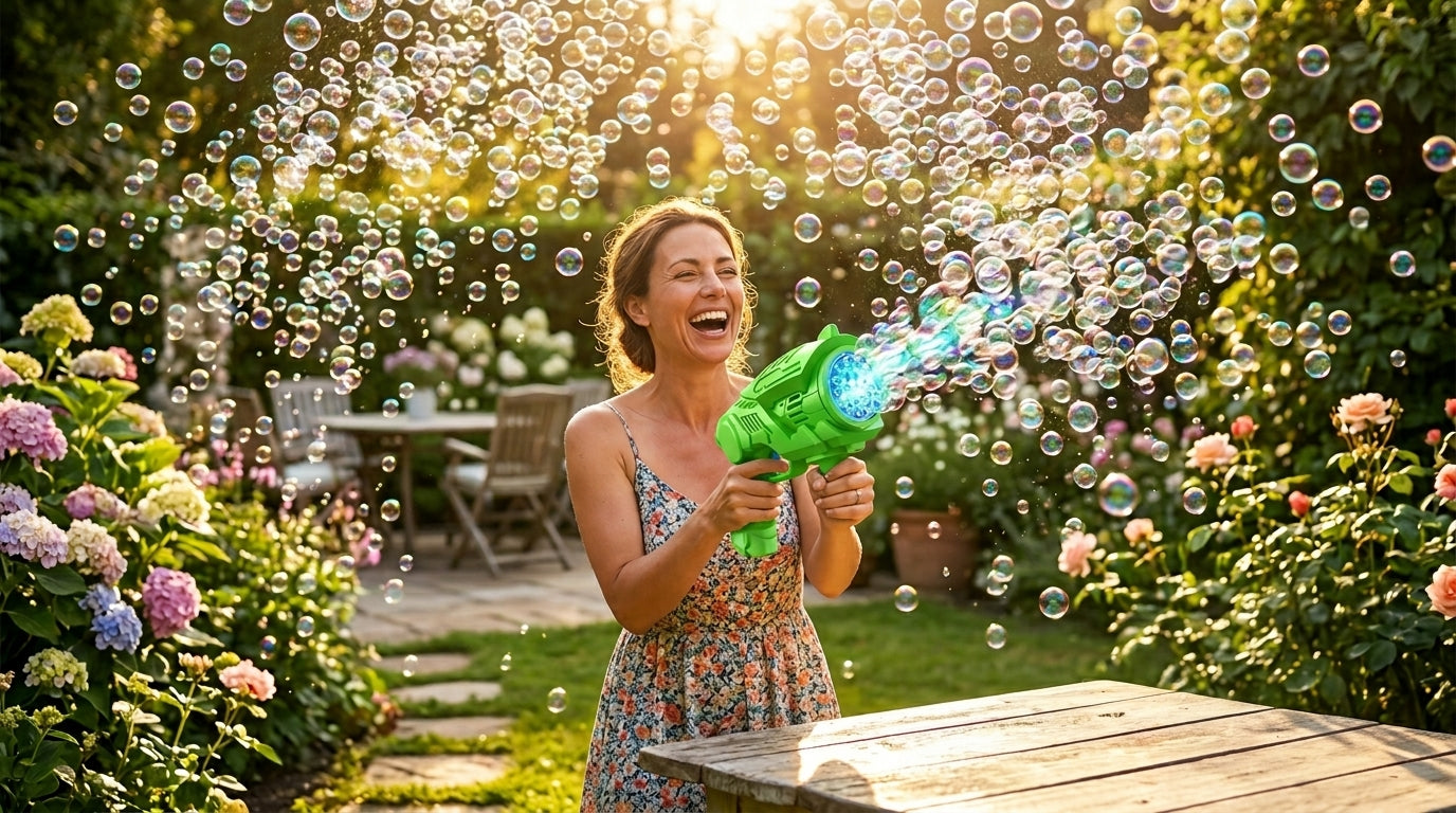 69-Hole Bubble Gun - Thousands of Bubbles Instantly