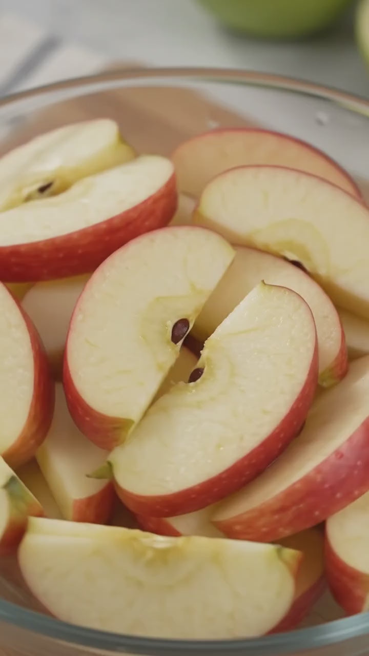 Apple Peeler Corer Slicer hand crank in use - peels cores and slices an apple