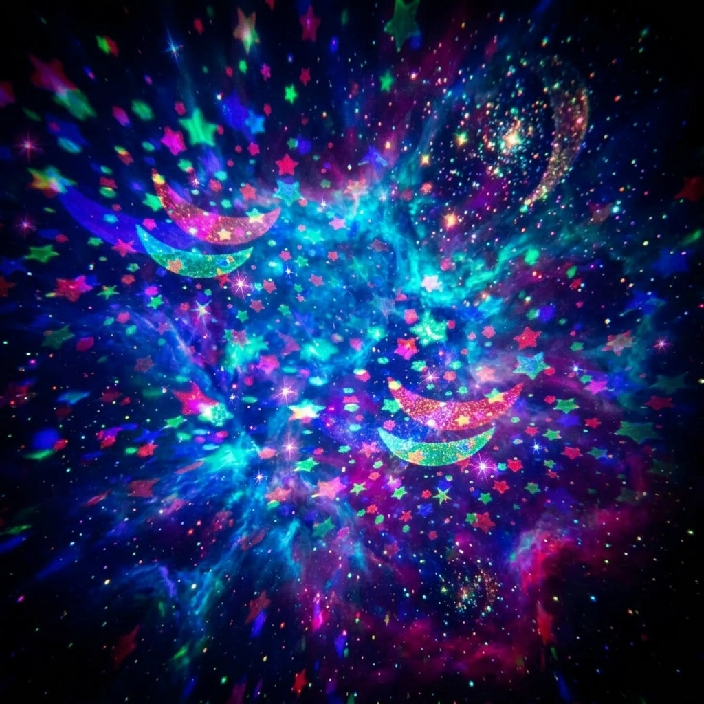 Estrellas proyectadas en habitacion a oscuras