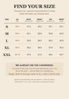 Size chart for the two piece maxi skirt set - S to XXL with US sizes and garment measurements in inches