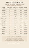 Kids size chart US to EU with foot length in inches and cm