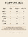 Womens size chart US to EU with foot length in inches and cm