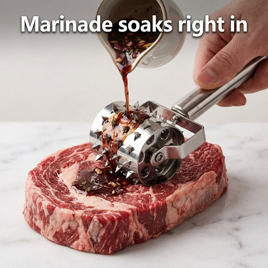 Marinade soaks right into the meat after rolling
