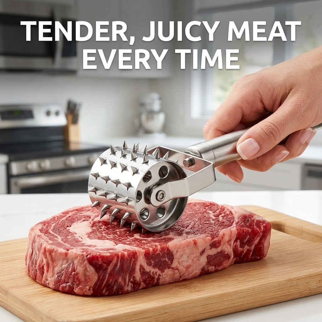 Tender juicy meat every time with the roller tenderizer