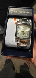 Reloj U.S. Polo Assn. Hombre Dos Tonos Rectangular con Calendario