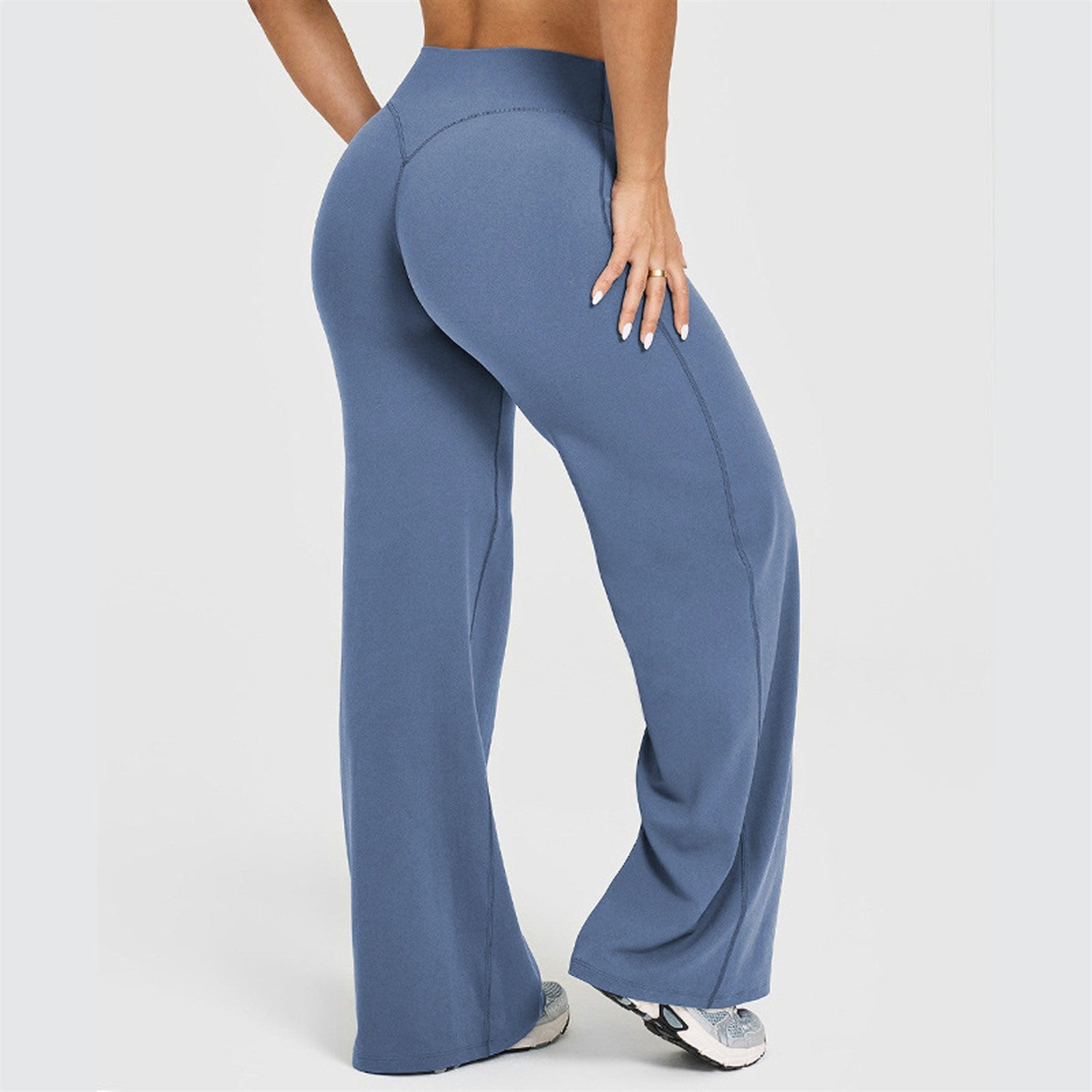 Wide-leg yoga pants in Blue Gray