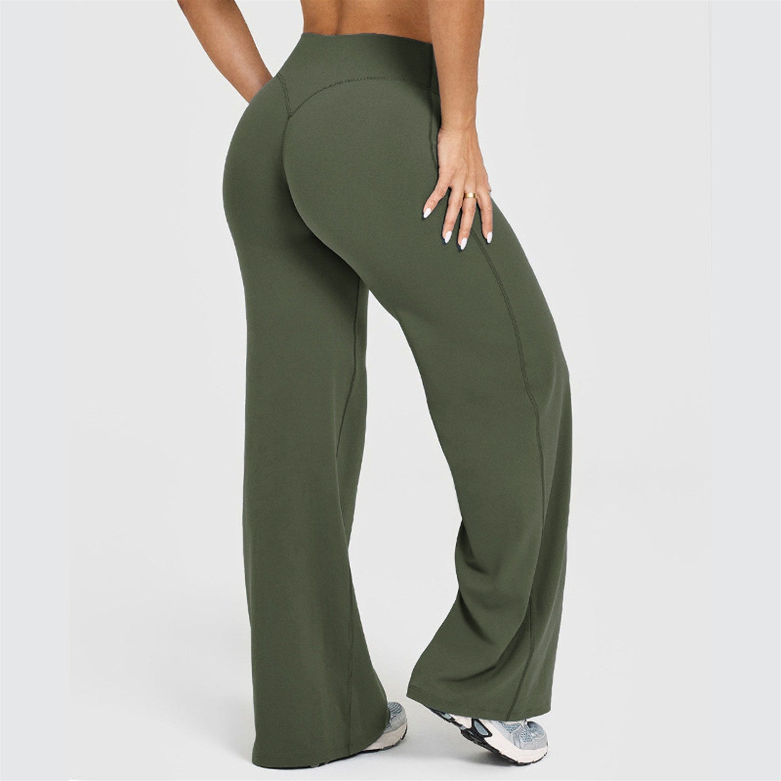 Wide-leg yoga pants in Olive Green