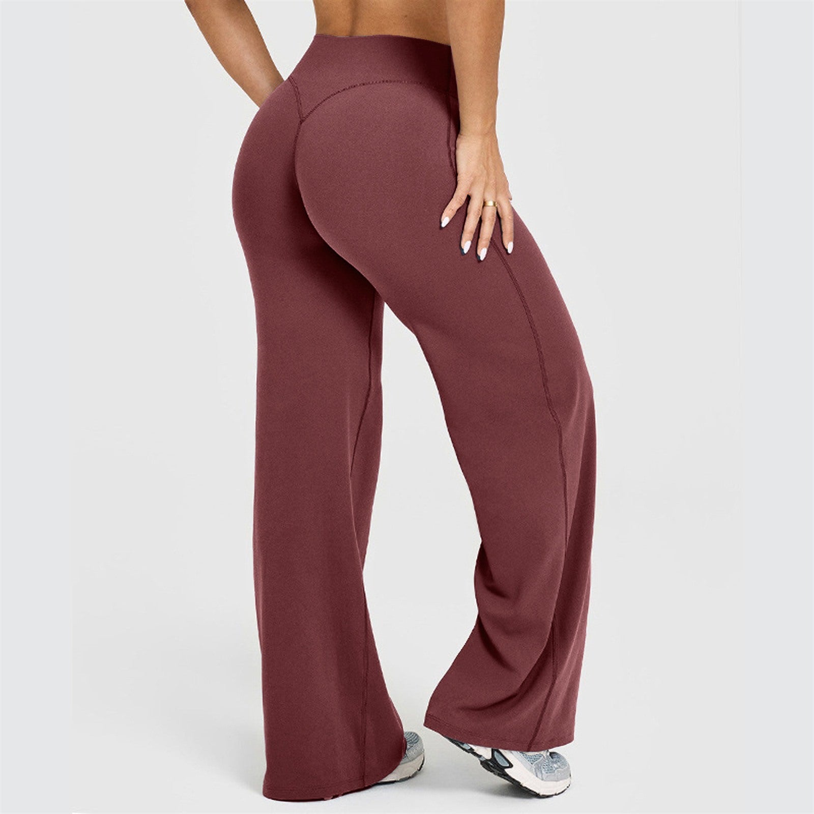 Wide-leg yoga pants in Red Brown
