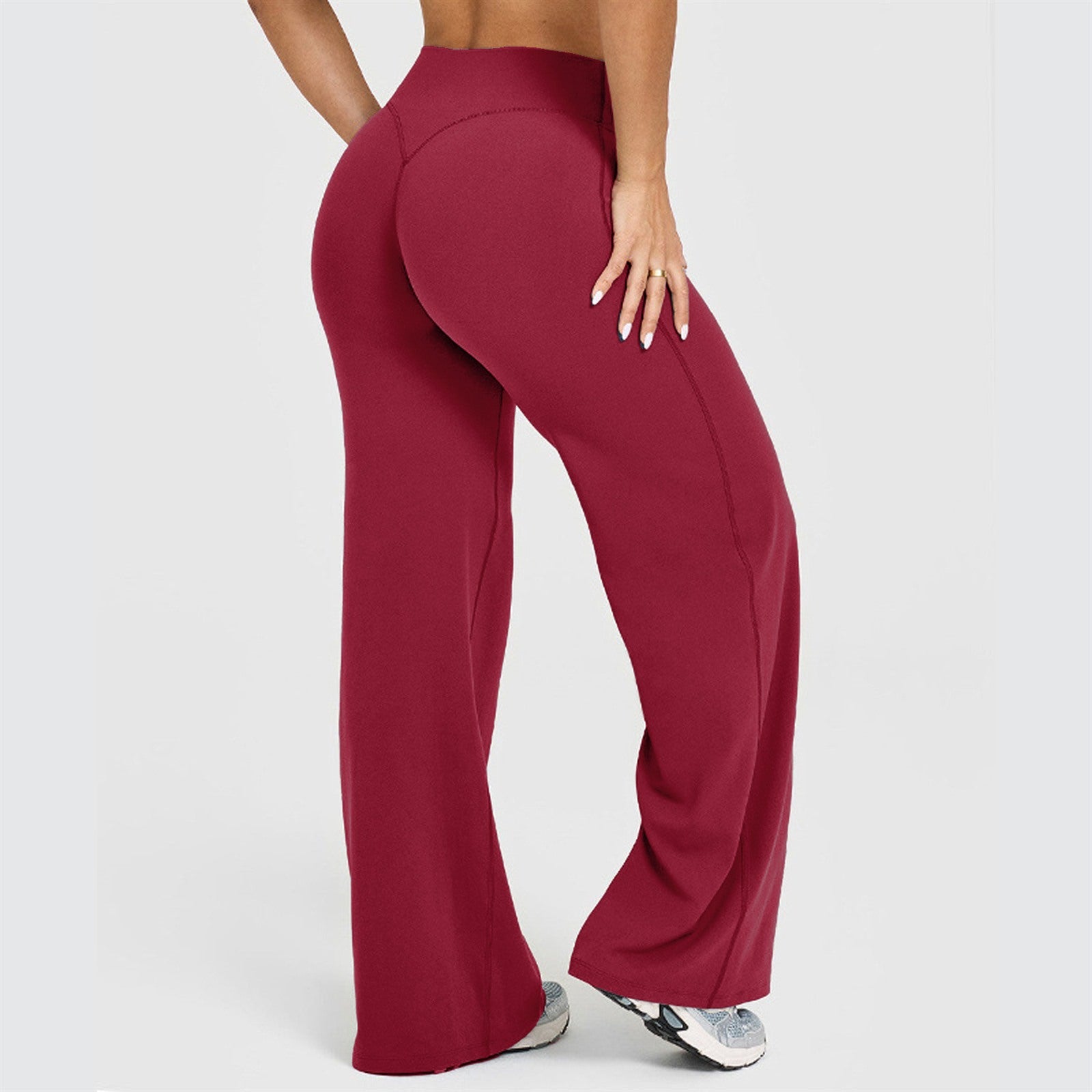 Wide-leg yoga pants in Ruby Red