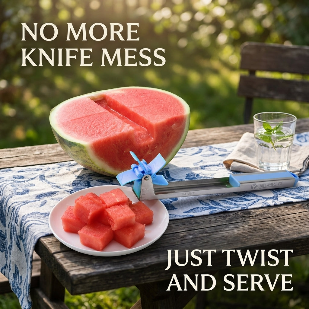No more knife mess - just twist and serve watermelon cubes
