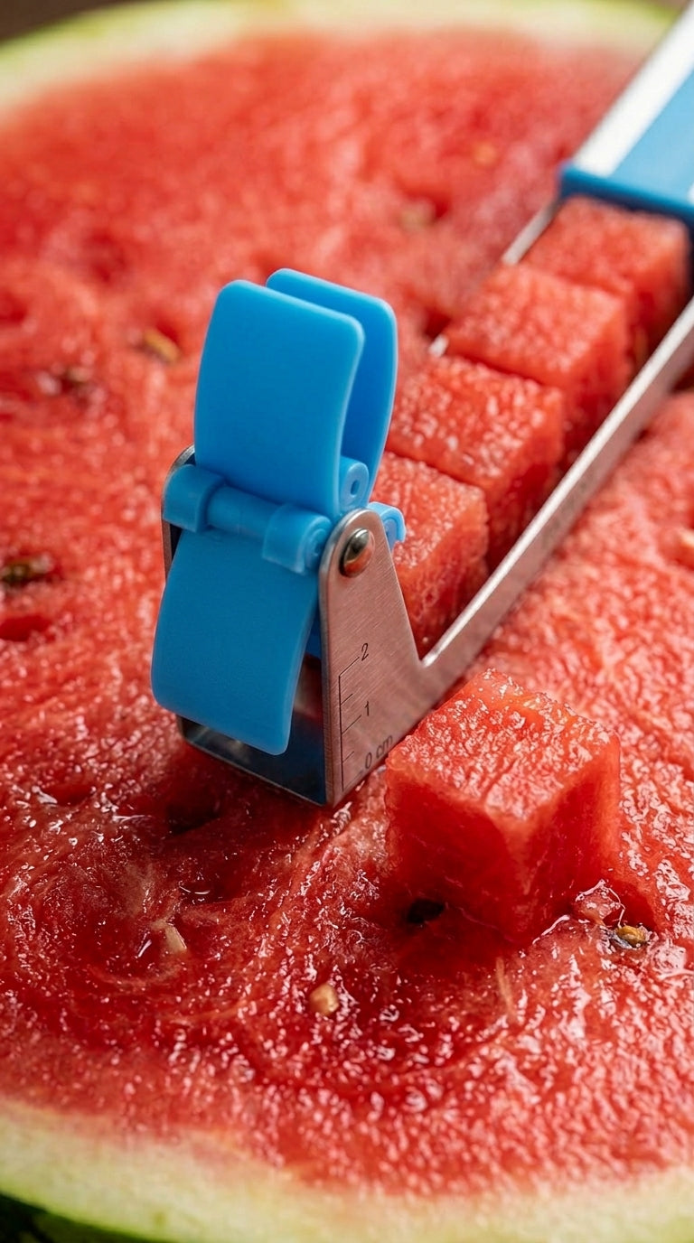 Perfect watermelon cubes made with the windmill slicer
