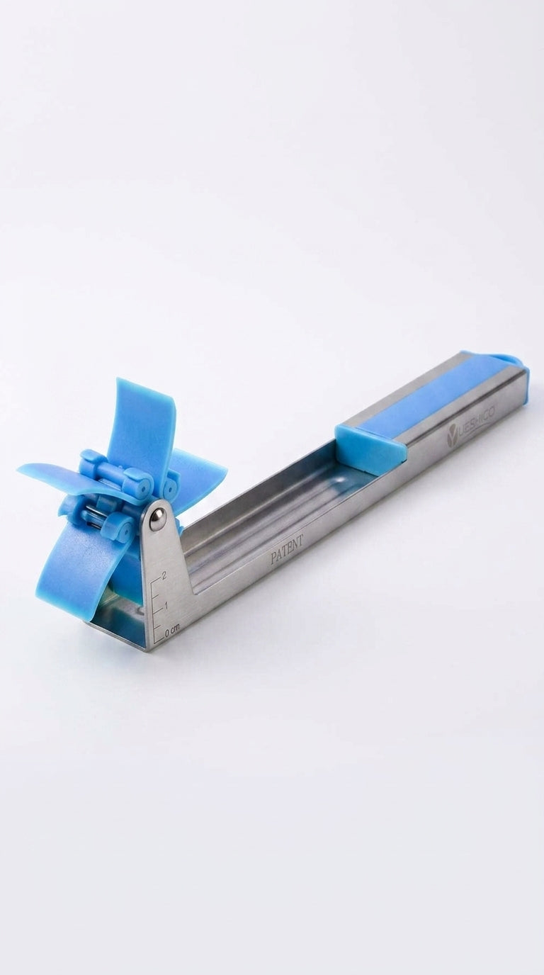 Watermelon windmill slicer studio shot, blue windmill blade
